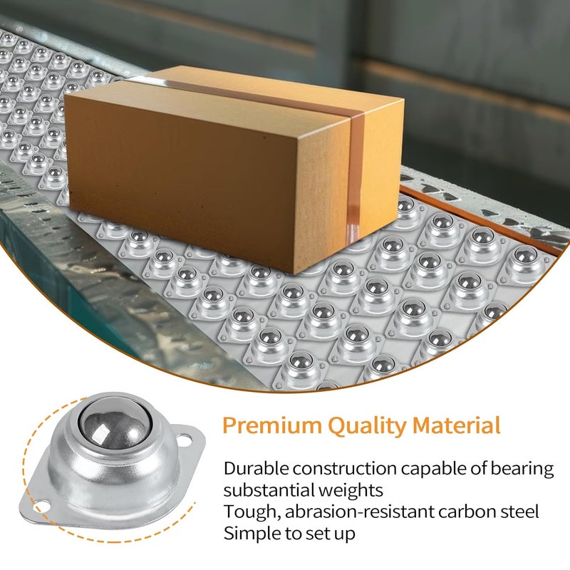 Hiprecky 1” Roller Ball Transfer Bearings 16Pcs, 360º Rotation Universal Roller Bearings, 400Lbs Carbon Steel Round Ball Casters Unit, Ball Bearing Rollers for Conveyor, Roller Stand, Transmission, Furniture - Image 5